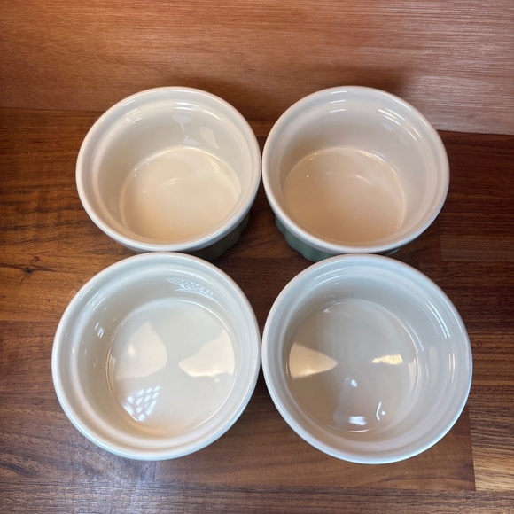 Set of 4 Ceramic 4oz Ribbed Ramekins Natural Elements Dessert Custard Green - Picture 3 of 8